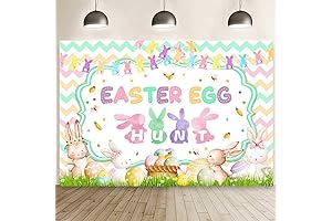 MEHOFOND Easter Egg Hunt Backdrop for Vibrant Spring Festivities