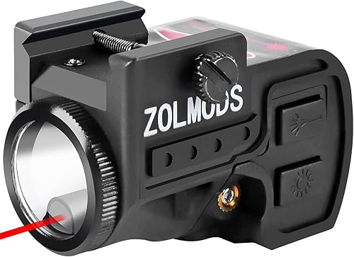 Luz de pistola con láser, accesorios de arma, combo táctico para pistolas, linterna de pistola con 500 lúmenes LED y láser verde, baterías de litio