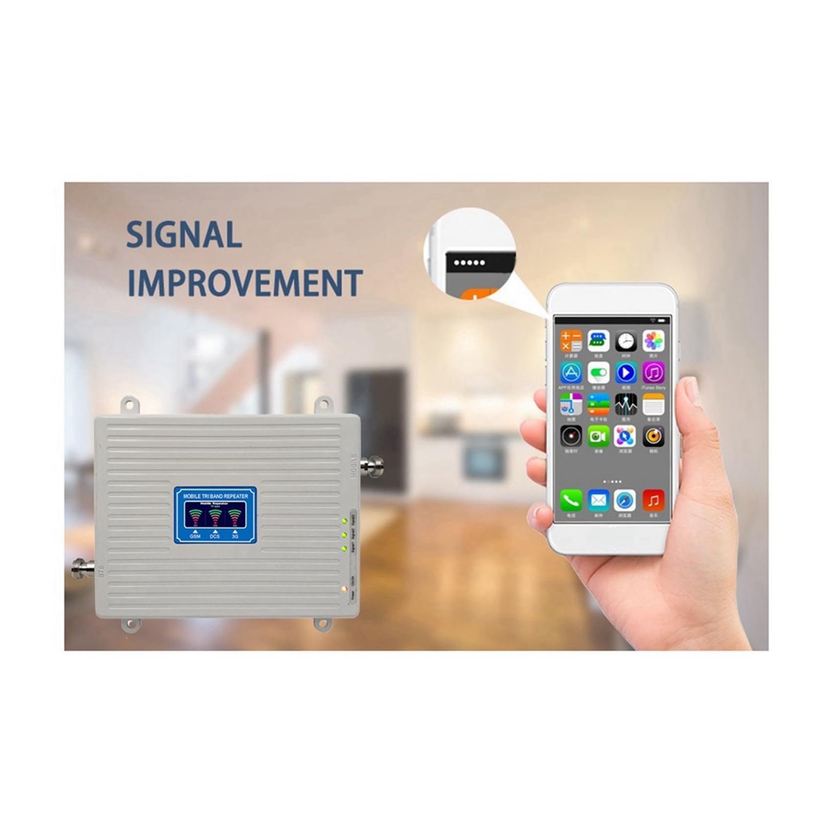 2X Amplificateur de Signal Tri-Bande 2G 3G 4G 5G 900 1800 2100 MHz GSM WCDMA LTE Répéteur de Signal Universel Prise UE