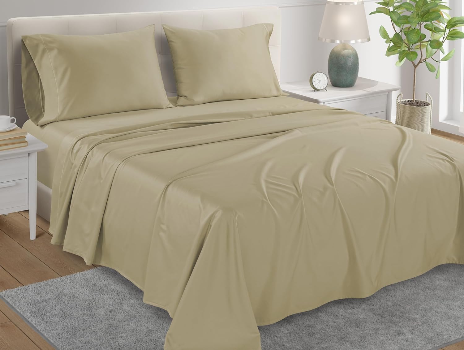 CHATEAU HOME COLLECTION Egyptian Cotton Sheets Certified 800 Thread Count Sheets Queen - Linen Queen Sheet Set for