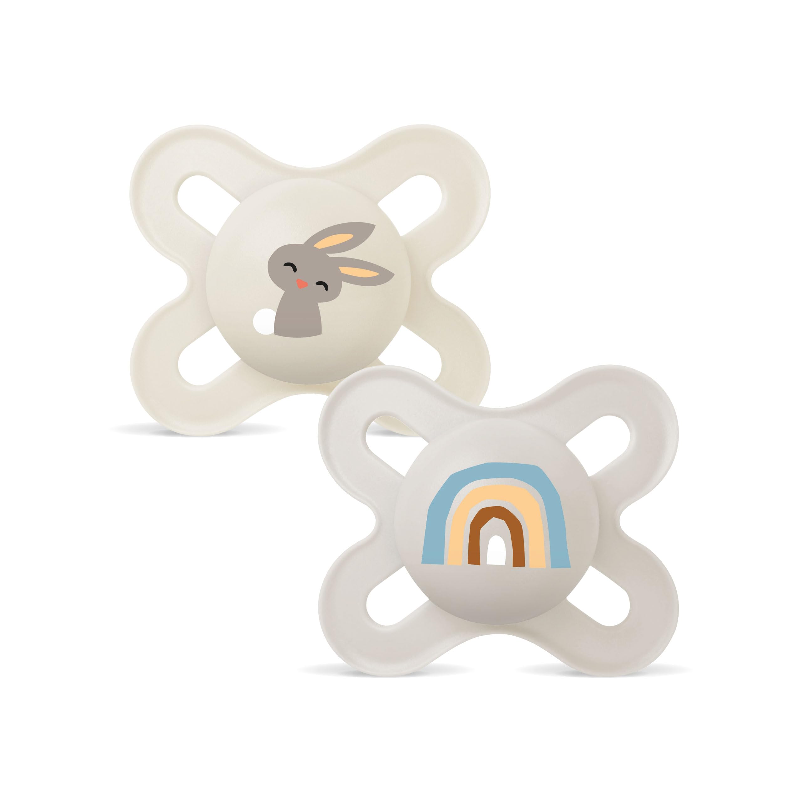 MAM Original Start Schnuller | 0-2 Monate | Schnuller für Neugeborene | 94% Akzeptanz | stillfreundlich | 100% der Hebammen empfehlen | SkinSoft Silikon | Hase/Regenbogen | 2 Stück