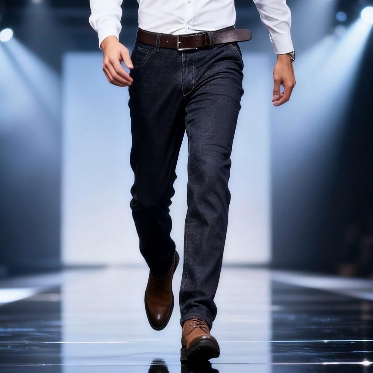 Men's Business Casual Straight Leg Jeans - Slight Stretch Formal Work Pants for Office & Daily Wear