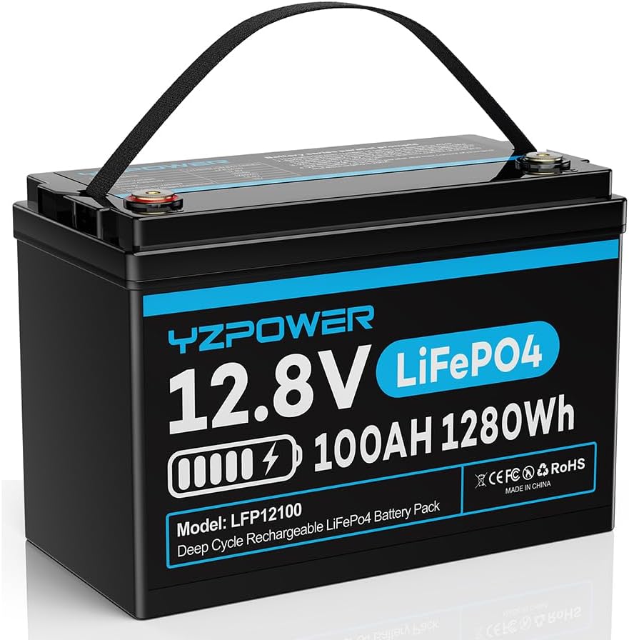 YZPOWER 12V 100Ah LiFePO4 Battery,Rechargeabel 15000 Deep Cycles Lithium Batteries,Low-Temp Protection,100A Built -in BMS,Prefect for Solar System, Rvs, Marine, Vans, Trailer, Backup, Camping