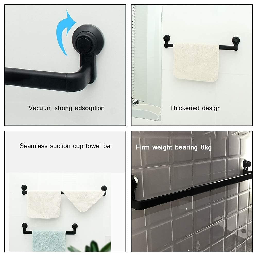 TOPINCN Barra portasciugamani con ventosa, regolabile, retrattile, non forata, da appendere alla parete, per cucina e bagno, barra singola (bianco)