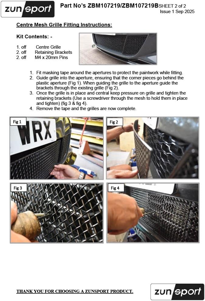 Zunsport compatible with BMW G20 M340I Pre-LCI Front Grille Set - Black Finish (2019-2022)
