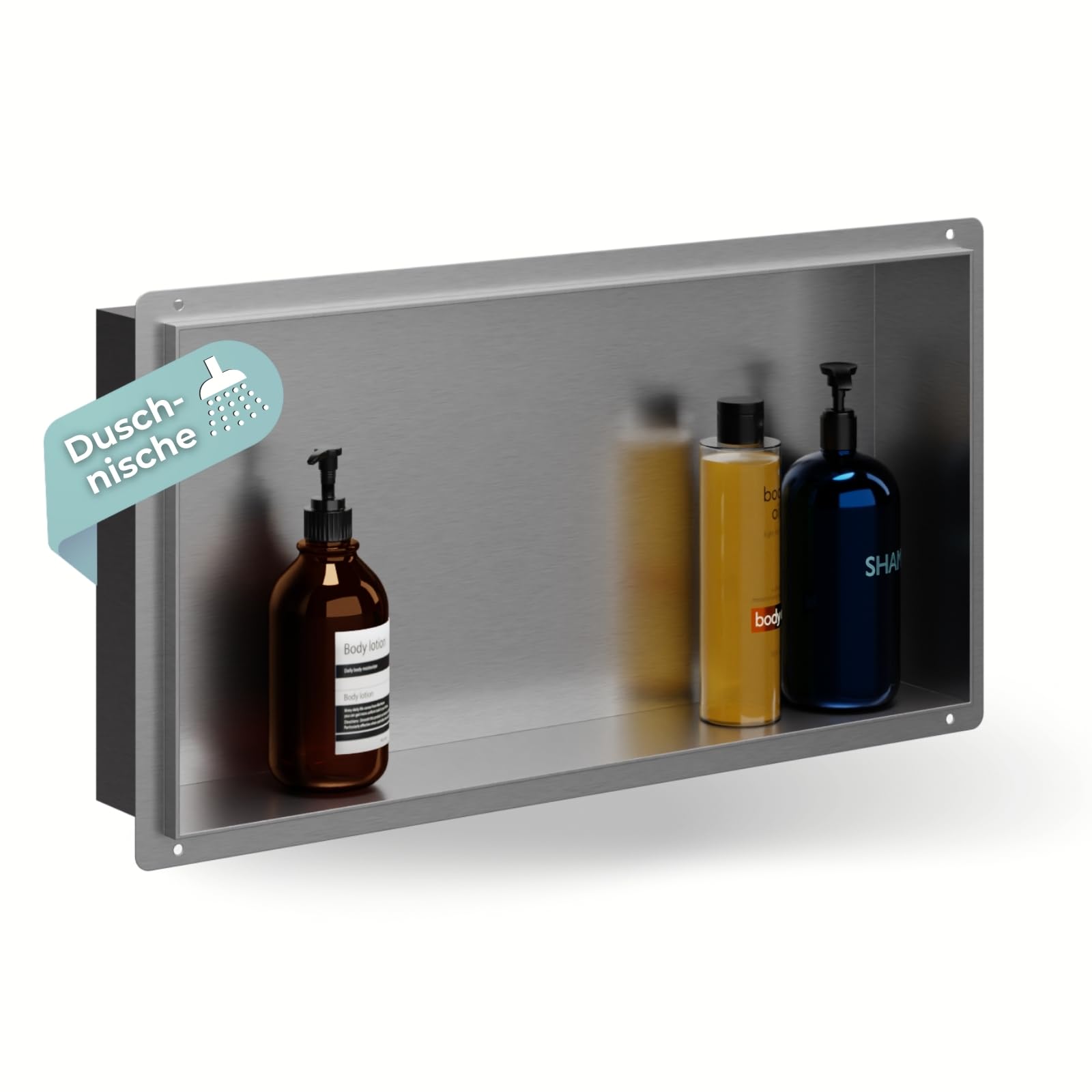HAGO24 DIY Duschnische 60x30cm I Wandnische Dusche aus Edelstahl I einbaubare Duschablage in silber I rahmenlose Badezimmer Aufbewahrung I Duschnische selber bauen mit 100% Dichtheit