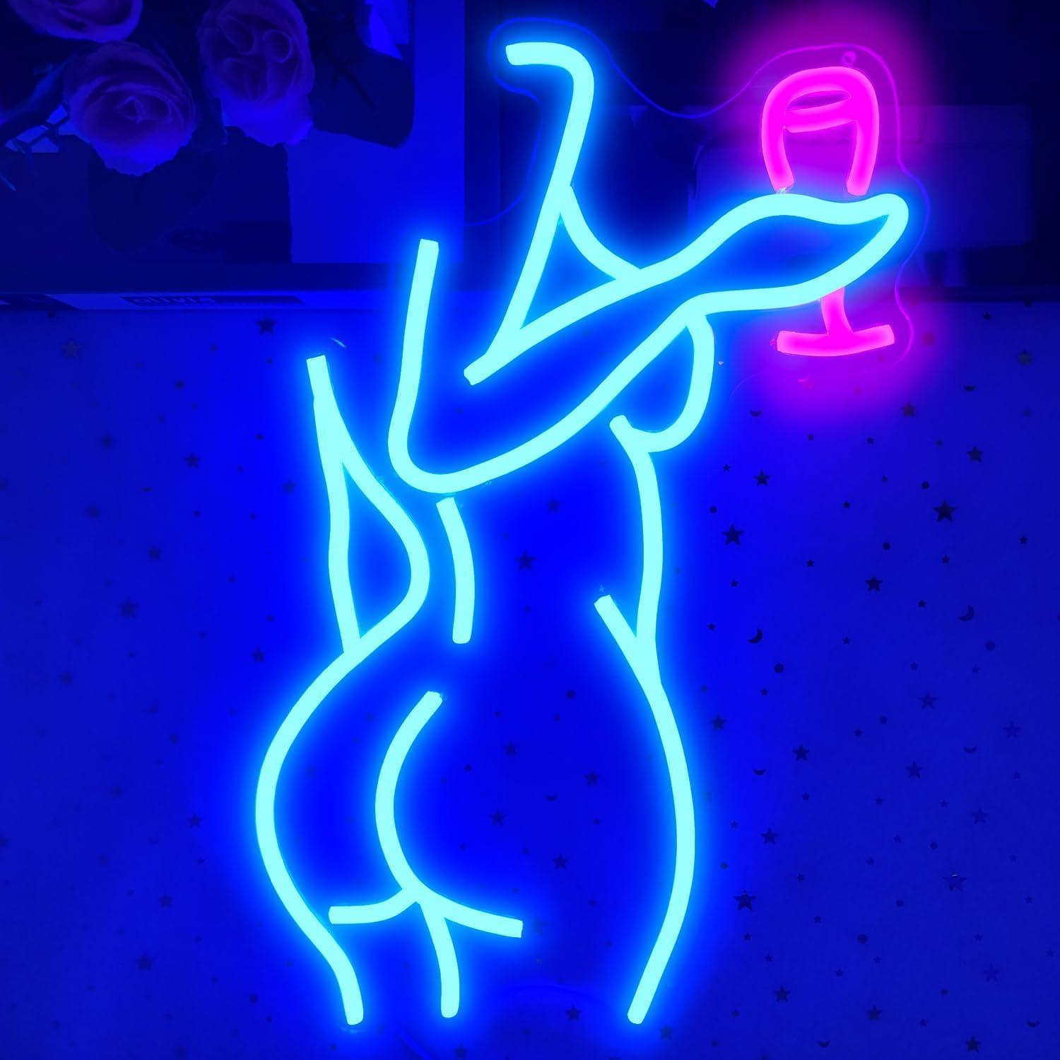 Lady Back Neon Sign Dimmable LED Lady Neon Sign Blue Neon Sign Woman Neon Sign Sexy Lady Neon Signs for Bedroom Man Cave Bar Store Home Party Art Decor Gifts(16X11 inches,Blue)