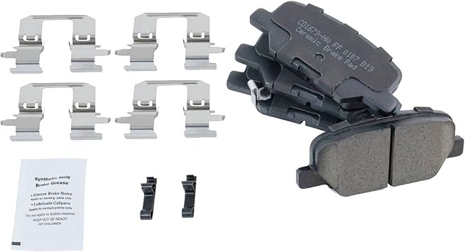Front and Rear Ceramic Brake Pad Set Compatible with 2013-24 Mitsubishi Outlander Sport 14-16 Outlander 17 with Manual Parking Brake 18-19 Front Wheel Drive