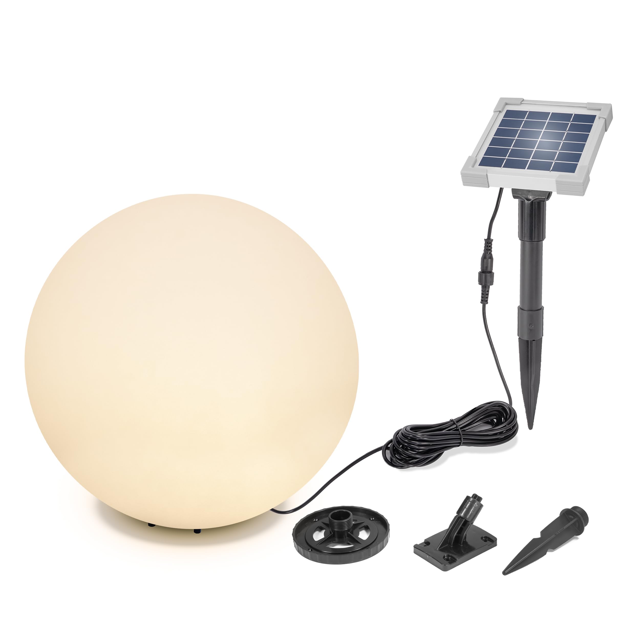 Esotec Solar Deko-Leuchtkugel, 40cm, 9 Leuchtfarben, Dauer oder Wechsellicht, Akku, Solarmodul, Erdspieß, Solarmodul-Wandhalterung, Schraubbefestigung, Solarkugel, winterfest 106111