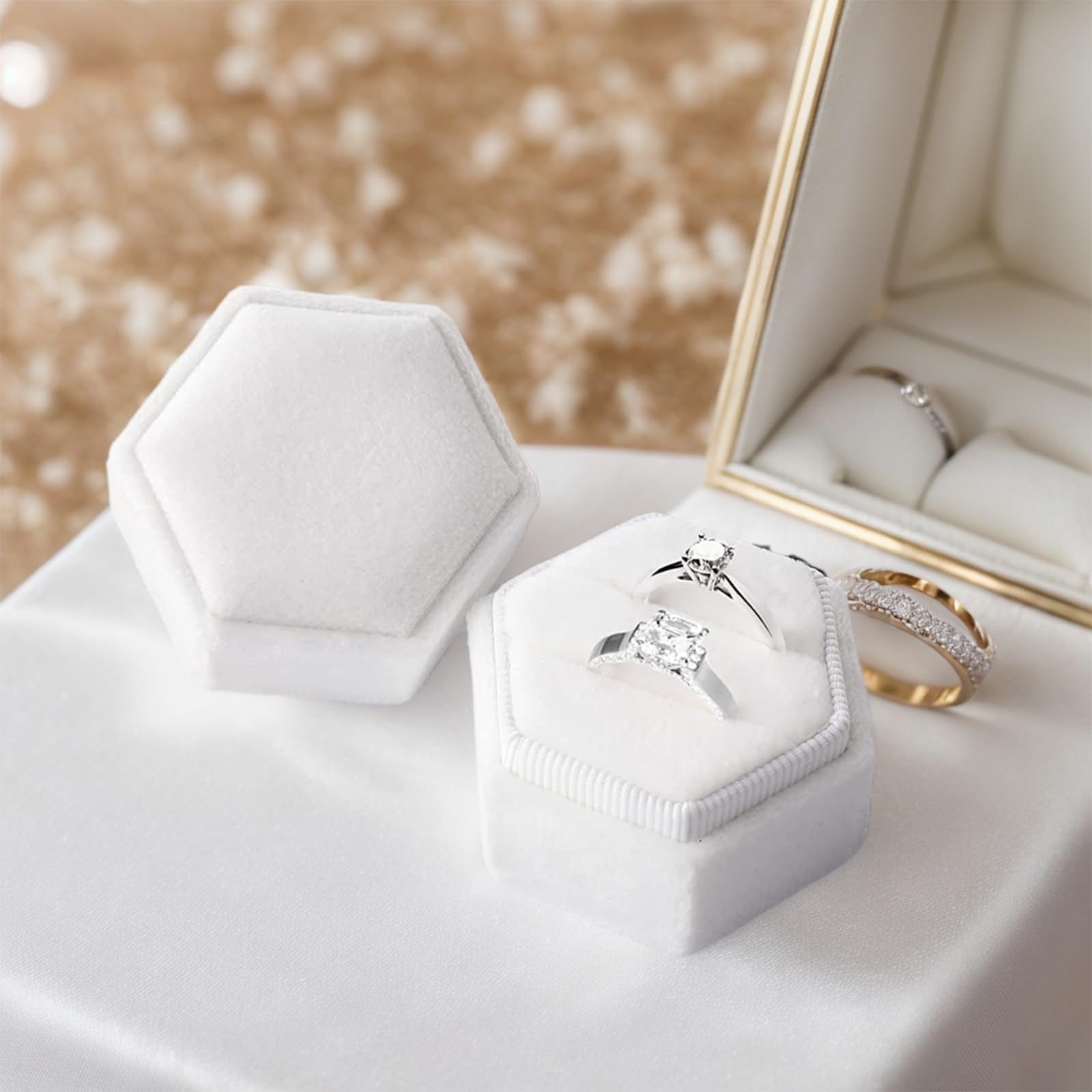 Scatola portafedi in velluto blu, perfetta per le dimensioni tascabili: portafedi per fidanzamento, proposta di matrimonio, portafedi - The Norham - Italia
