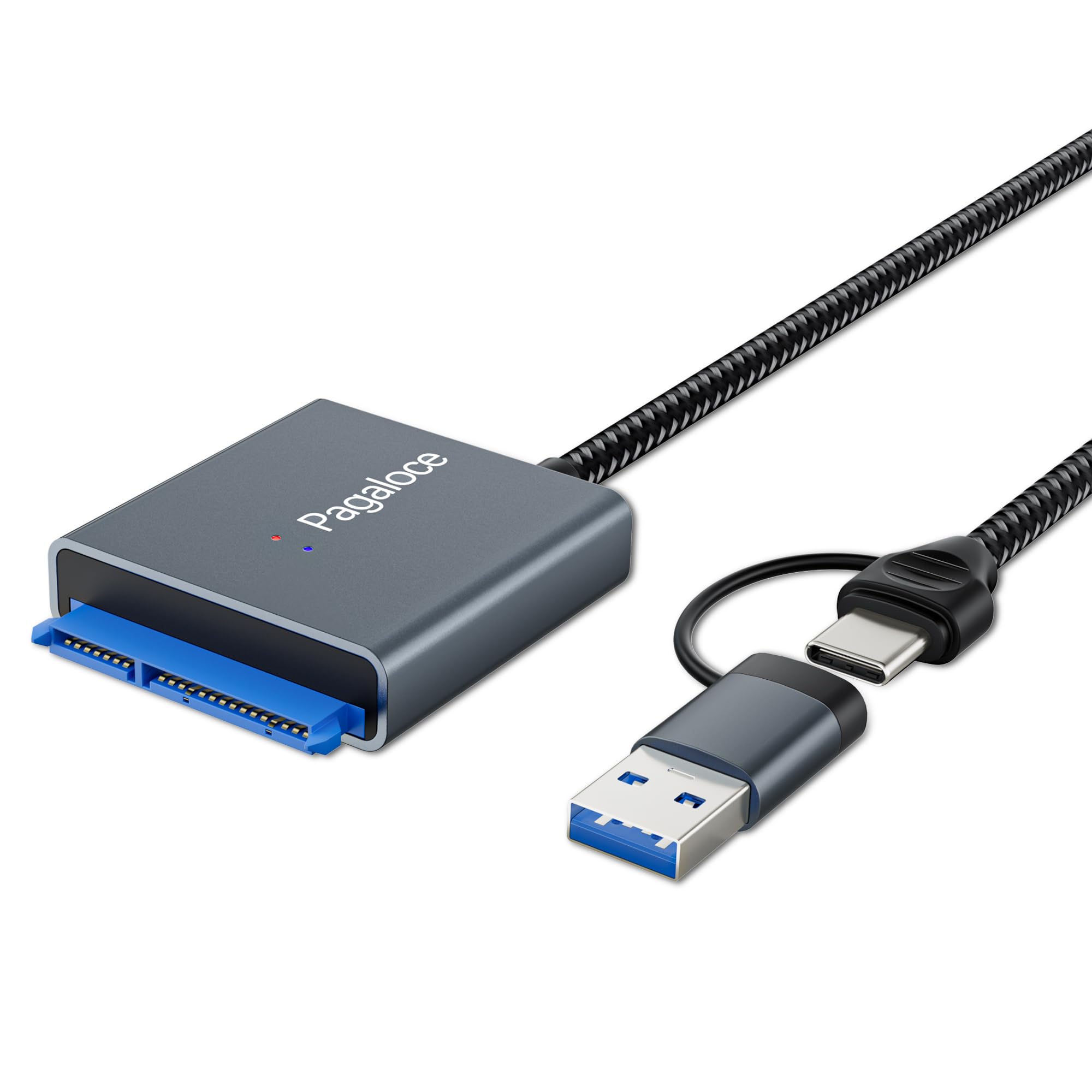 Cavo adattatore da SATA a USB 3.0 e USB C in nylon intrecciato per SSD/HDD da 2,5", convertitore esterno da USB 3.0 a SATA III, cavo in alluminio, supporta il trasferimento rapido UASP, compatibile