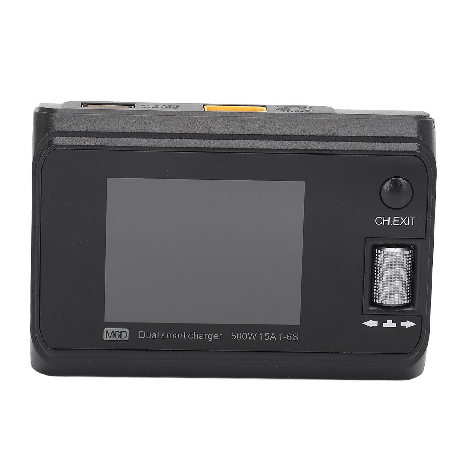 Chargeur de Sortie à Double Canal Compact Haute Performance Chargeur D'équilibre de Batterie Intelligent pour Batteries au Lithium Nimh Écran LCD 2,4 Pouces Noir