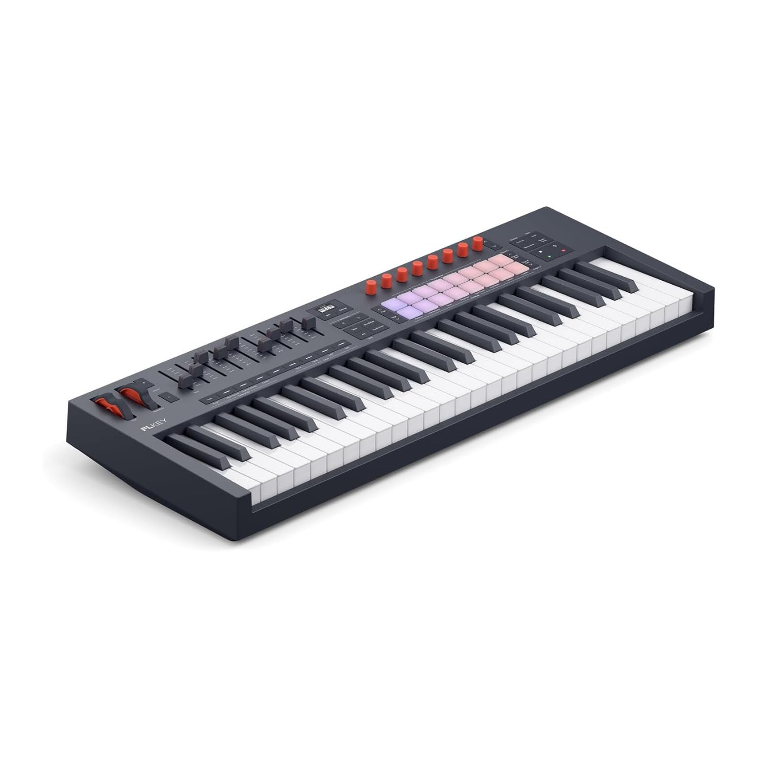 Novation FLkey 2 49 – 49-klaw. kontroler MIDI do FL Studio. Twórz bity dzięki półważonym klawiszom, USB, regulacji i modulacji, 16 padom perkusyjnym i arpeggiatorowi; w zestawie 6 miesięcy FL Studio