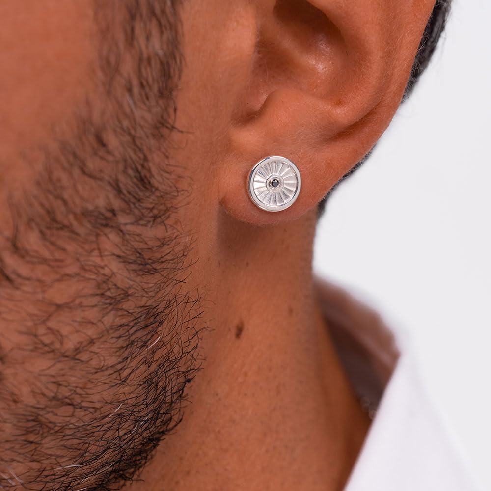 forme di Lucchetta - Mono Orecchino Diamante Nero Uomo Argento