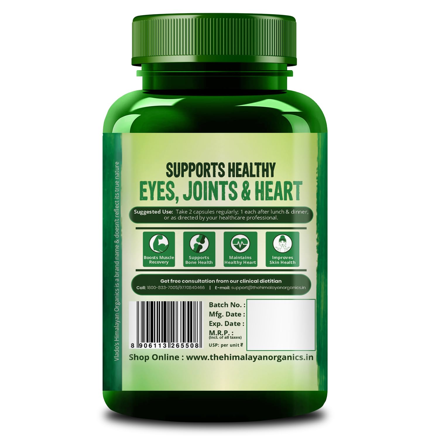 Vlado's Himalayan Organics Flax Seed Oil Omega 3 6 9 Vegan Natural Nutrition Supplement for Muscle, Bone, Heart & Skin - 10 Veg Tablets