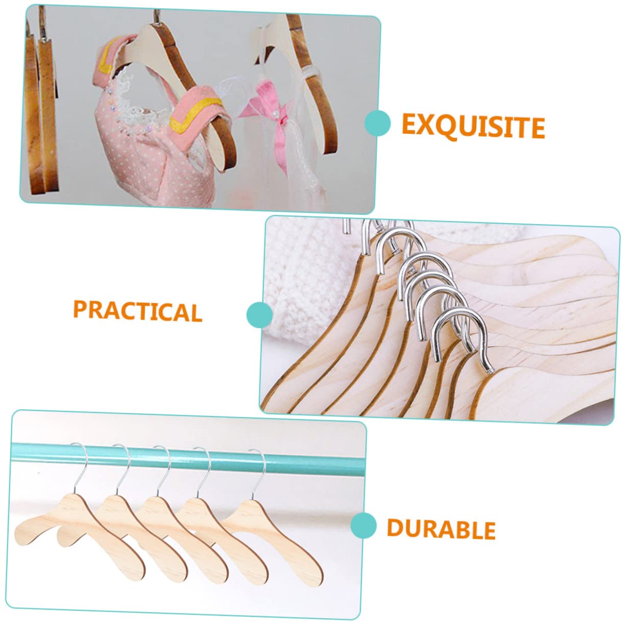 KOMBIUDA 12Pcs Doll Clothes Hangers Sturdy Outfit Racks for Doll Skirts Coats House Accessories for Organizing Doll Wardrobes