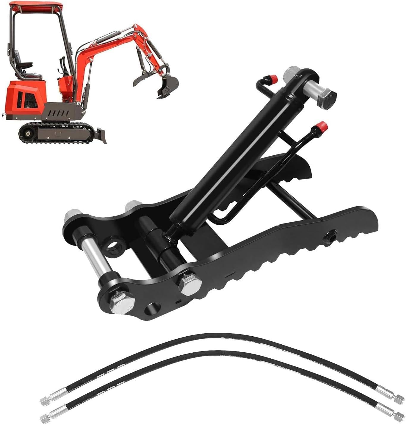 ByBoDi Hydraulic Thumb Clip for Mini Excavators,Mini Excavators Hydraulic Thumb Clip, with 2*M14 Hoses and Screws, Small Digger Attachments fit Most of up to 2 tons Singleholethumbclip