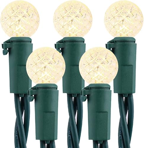 Brizled Luces de Navidad blancas cálidas, 24.67 pies, G12, 70 luces LED de Navidad al aire libre, conectables de 120 V con certificación UL, luces