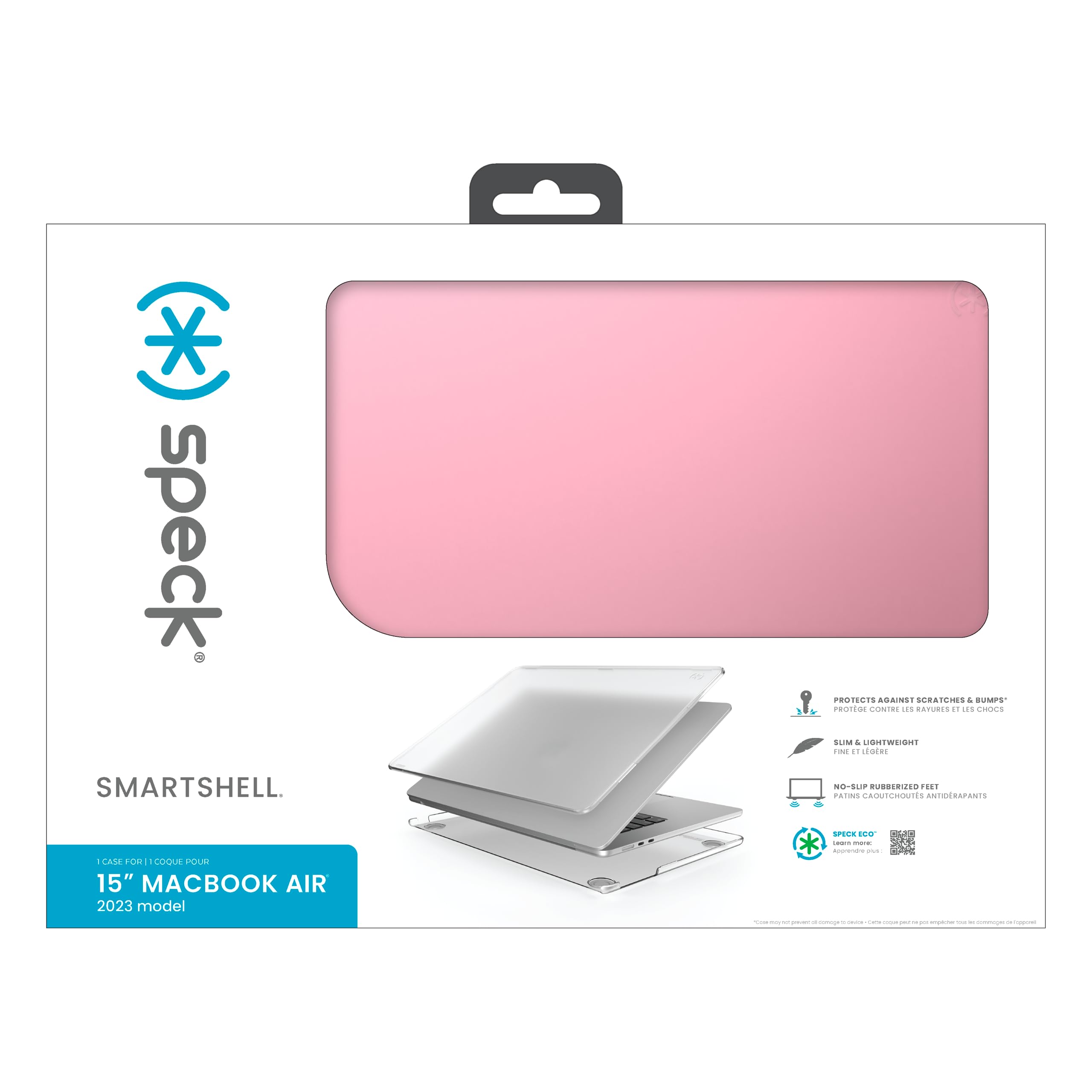 Speck Smartshell - Funda para MacBook Air de 15 Pulgadas (2023), protección contra arañazos, Funda Delgada para MacBook, prevención Deslizante, Rosa Acogedor, Gris suéter