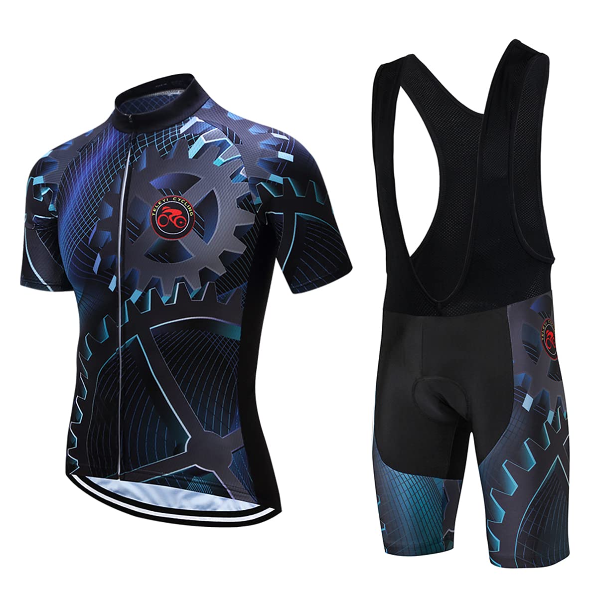 Hotlion Herren-Fahrradtrikot-Set, Sommer, kurzärmelig, atmungsaktiv, für Herren