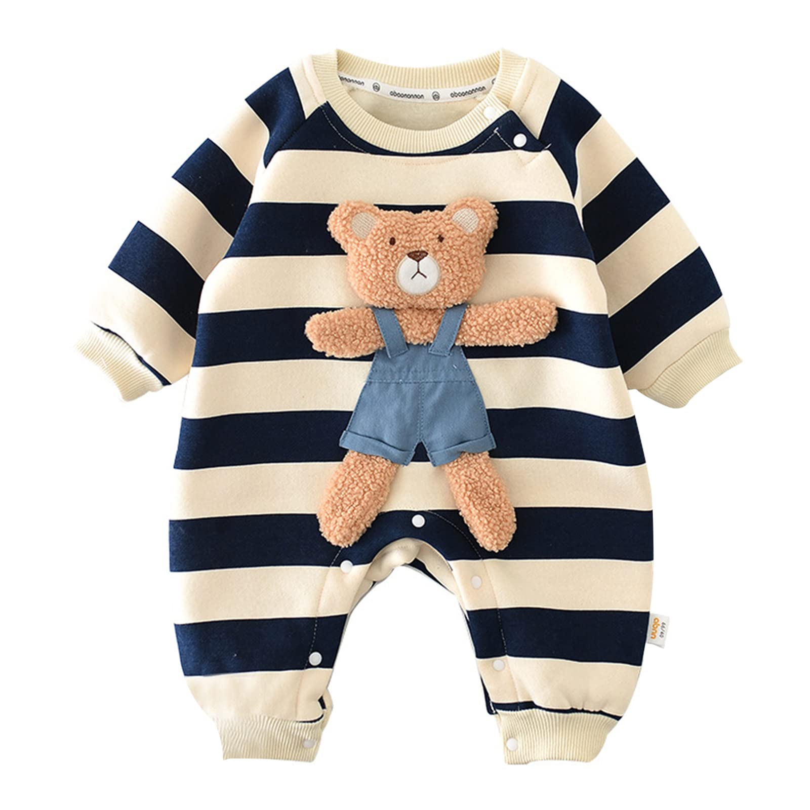 Tute a righe Pagliaccetto a maniche lunghe Tute per neonato Tuta casual Cartone animato Orso Vestito Abbigliamento traspirante Pagliaccetto neonato Neonata Manica lunga Neonato Unisex