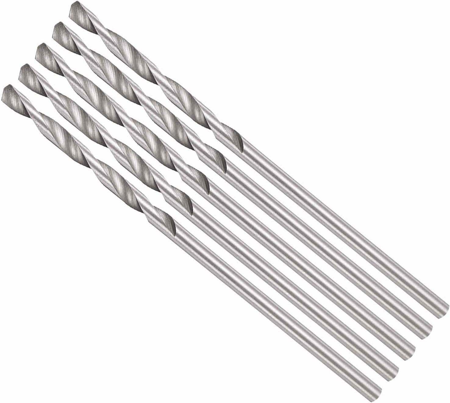 Drill Bit, 1.3mm Cutting Diameter, 4241 HSS 118° Cutting Angle Uncoated Bright Versatile Jobber Bits - (Applications: for Drilling Plastic Wood Soft Metal), 5-Pieces