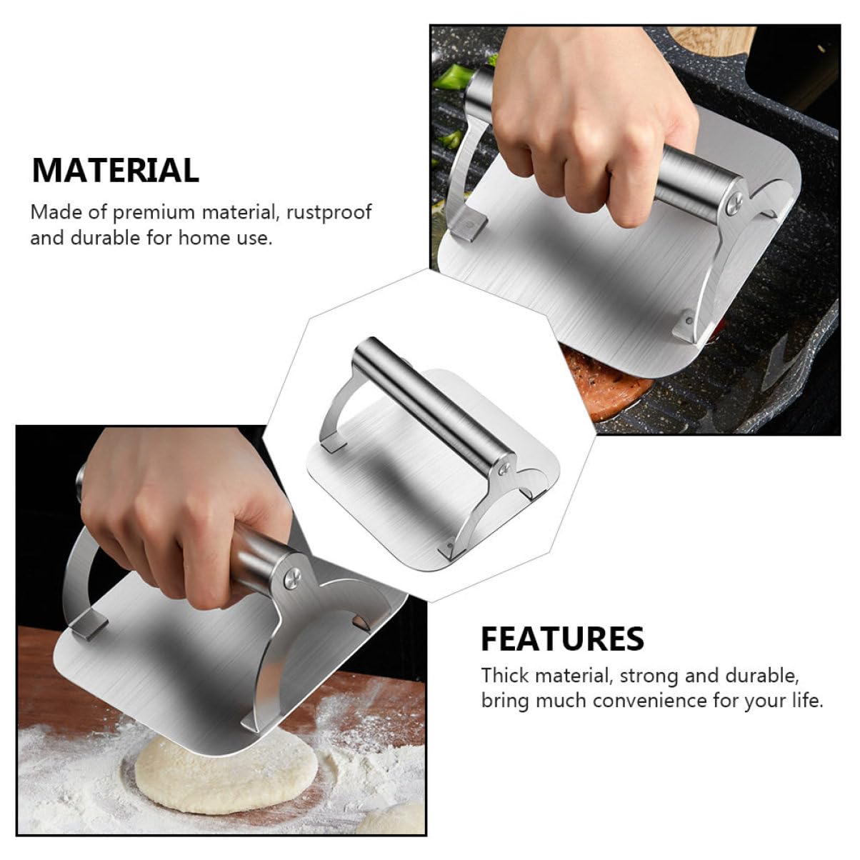Edelstahl Fleischpresse Robuste Grillpresse für Küche und BBQ