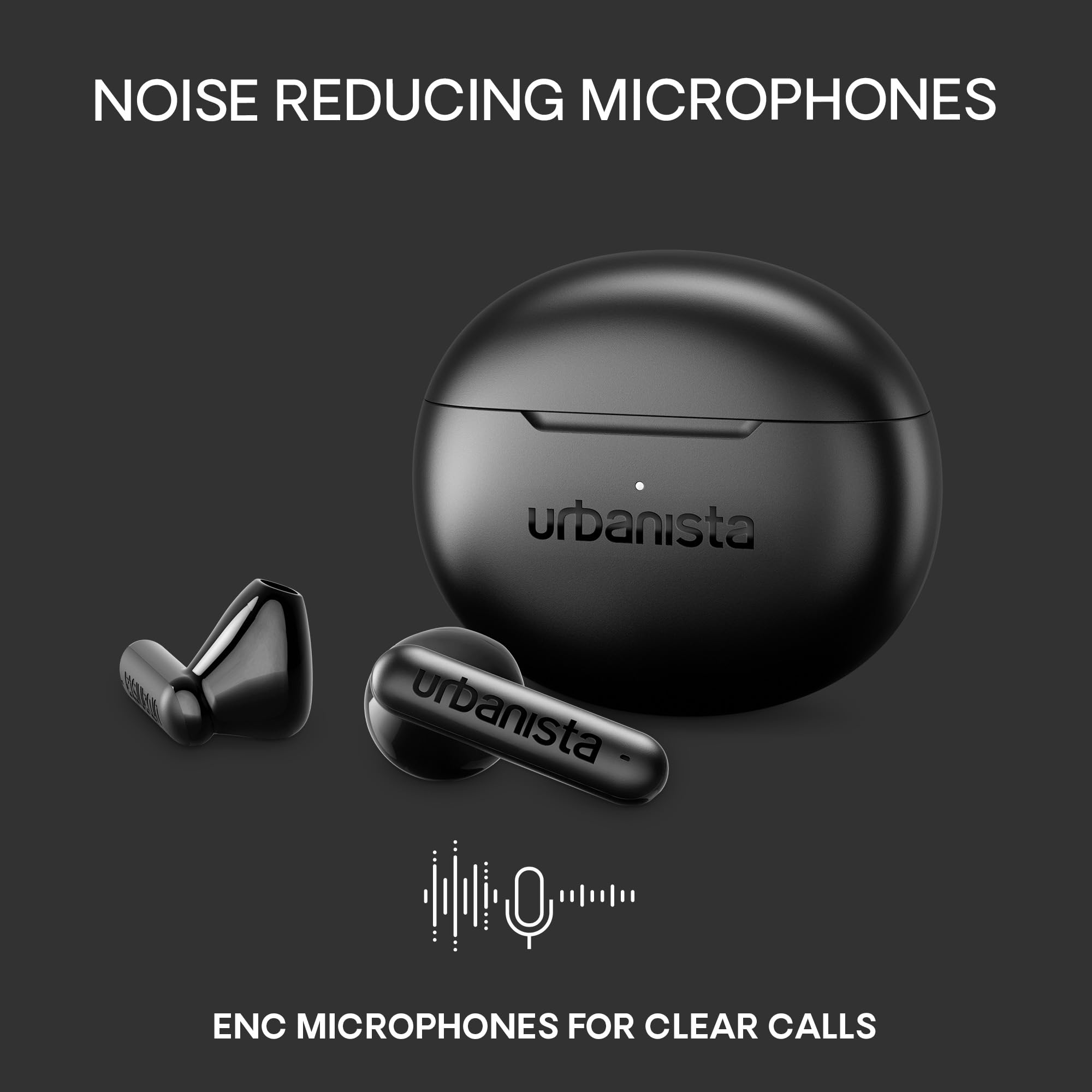 Urbanista Auricolari True Wireless, Bluetooth 6.0, connessione multipunto, batteria 25 ore, microfoni con cancellazione del rumore, comandi touch, resistenti all'acqua, cuffie intrauricolari compatte