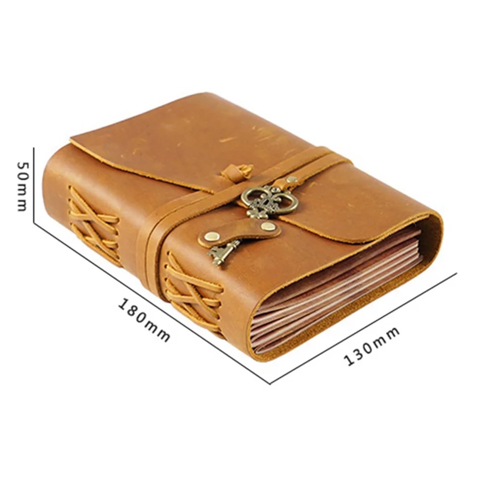 Carnet de Notes Rechargeable Vintage en Cuir rétro Fait Main avec clé, carnet de Voyage, Papier Vierge, 300 Pages, pour Hommes et Femmes