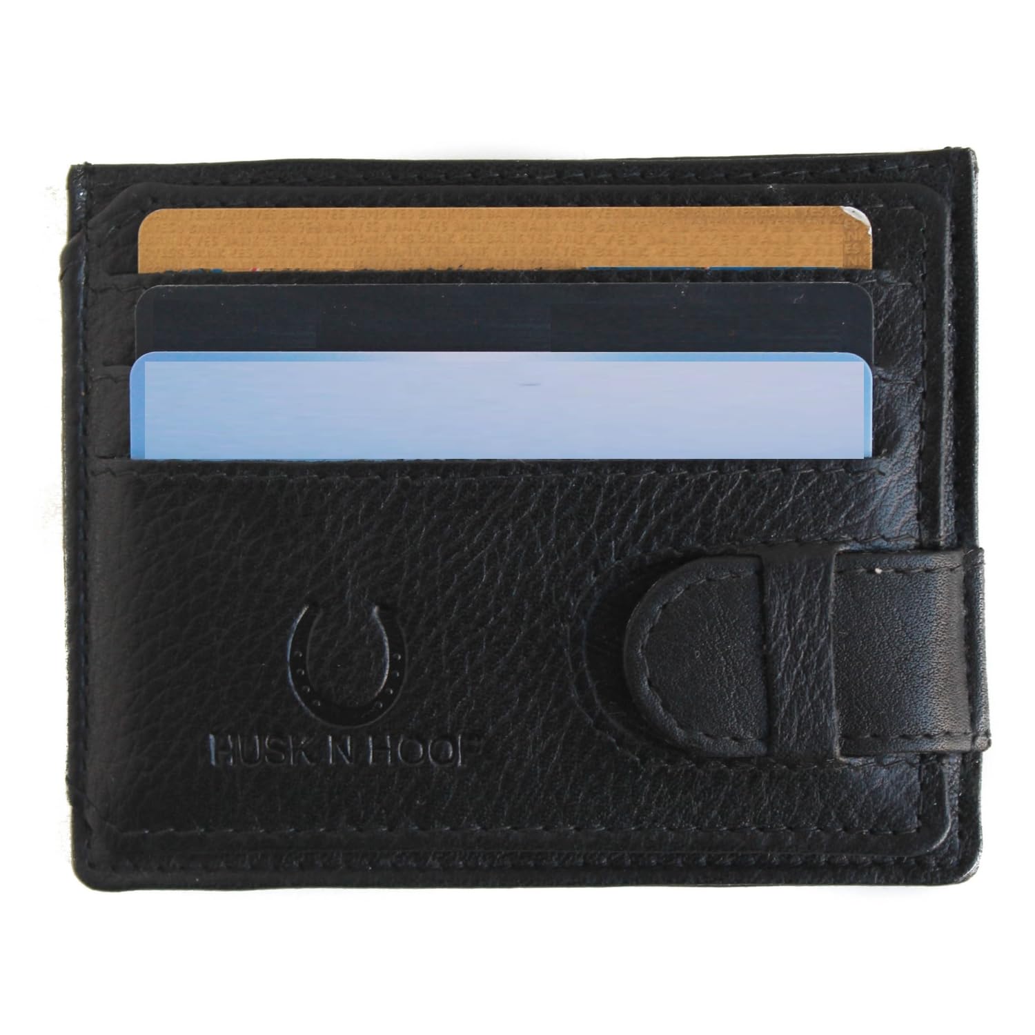 Husk N Hoof RFID Protected Leather Credit Card Holder Wallet for Man Women | Card Holder for Men Woman | Black