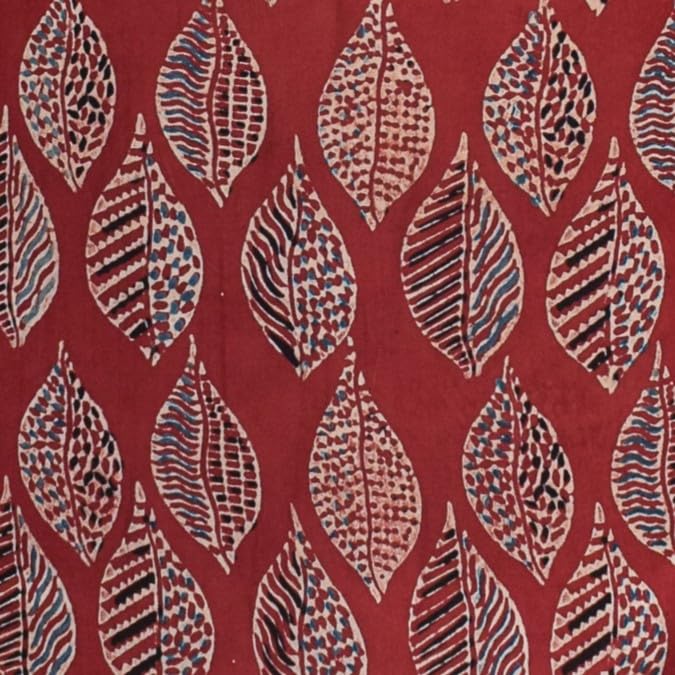 Image of Ethnics of Kutch Womens's Ajrakh Modal Silk Natural Dye Hand Block Print Unstitched Kurta Fabric