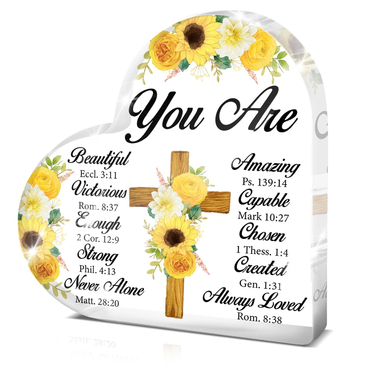 Christian Gifts for Women, Inspirational Religious Gifts for Friends Mom Sister Daughter Bestie, Bible Verses Acrylic Heart Sign Keepsake