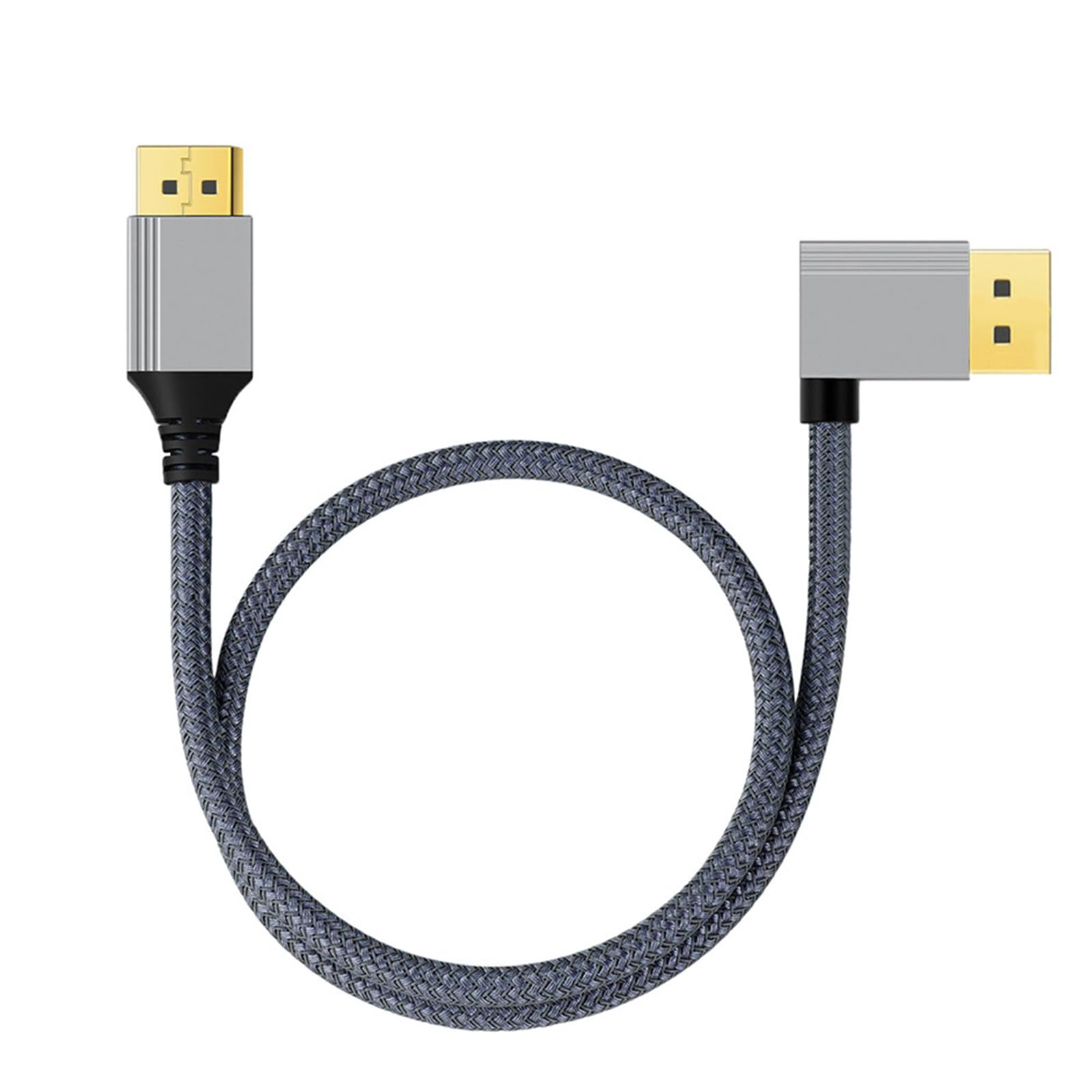 QMQJIA DP1.2 Video Cord 4K 60Hz Resolution Straight Head to Right Angled Connection Wire DisplayPort Connection Line