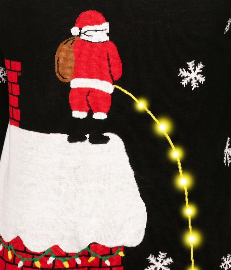 Tipsy Elves Light Up Ugly Christmas Sweaters for Men - Funny Holiday Pullover with LED Lights for Winter Gatherings - Image 5