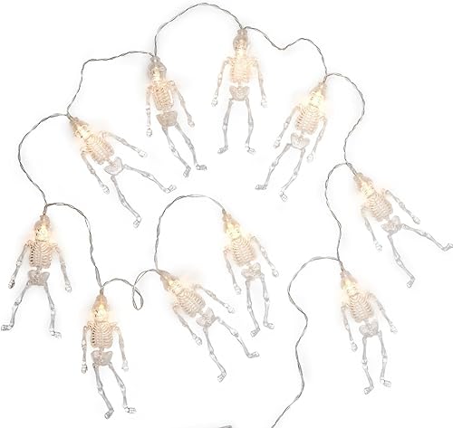 Two's Company Guirnalda LED de esqueleto en caja de regalo que incluye 10 esqueletos