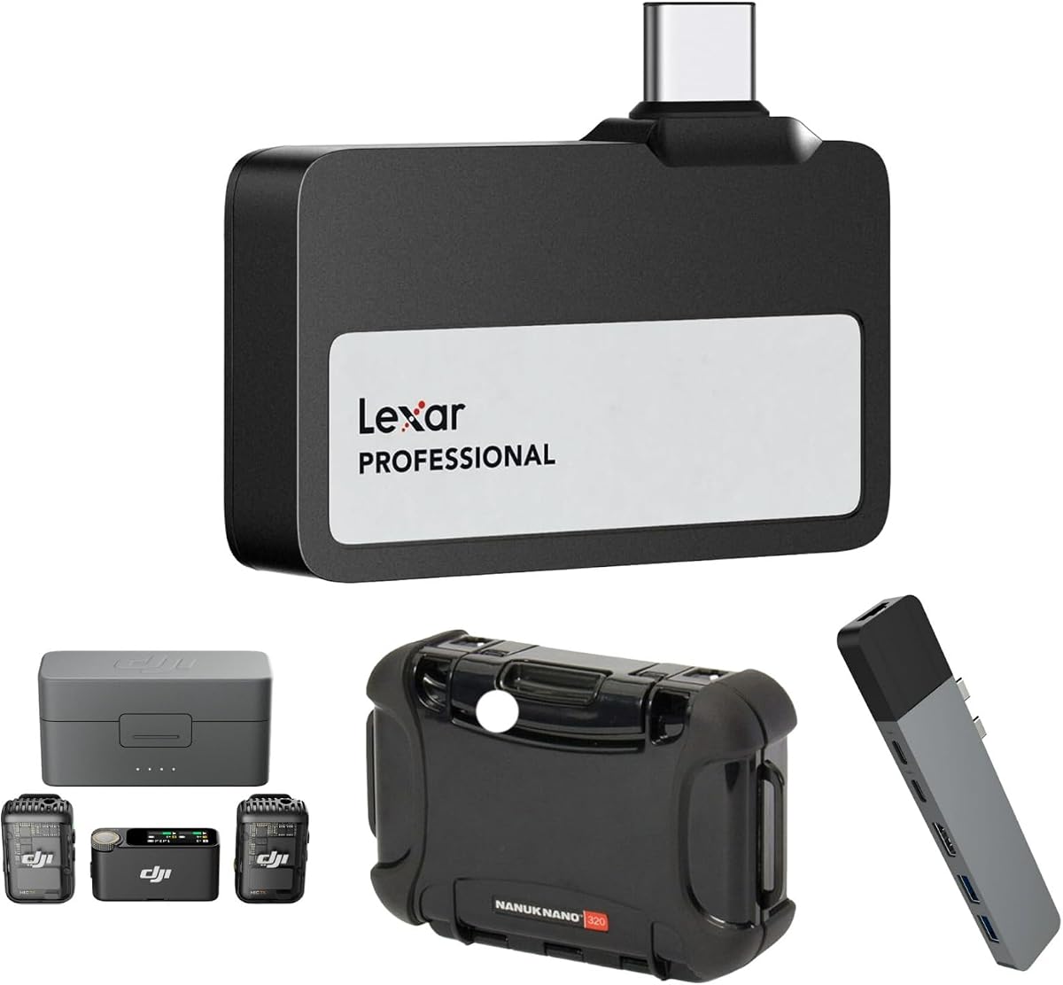 Lexar 1TB Go USB 3.2 Gen 2 Type C SSD with DJI Mic 2 (4 Items)