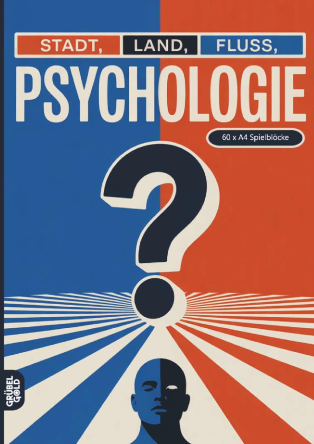 Stadt, Land, Fluss, Psychologie: 60 Spielblöcke A4 - Geschenk für Psychologen - Quiz | Spiel für Psychologiestudenten
