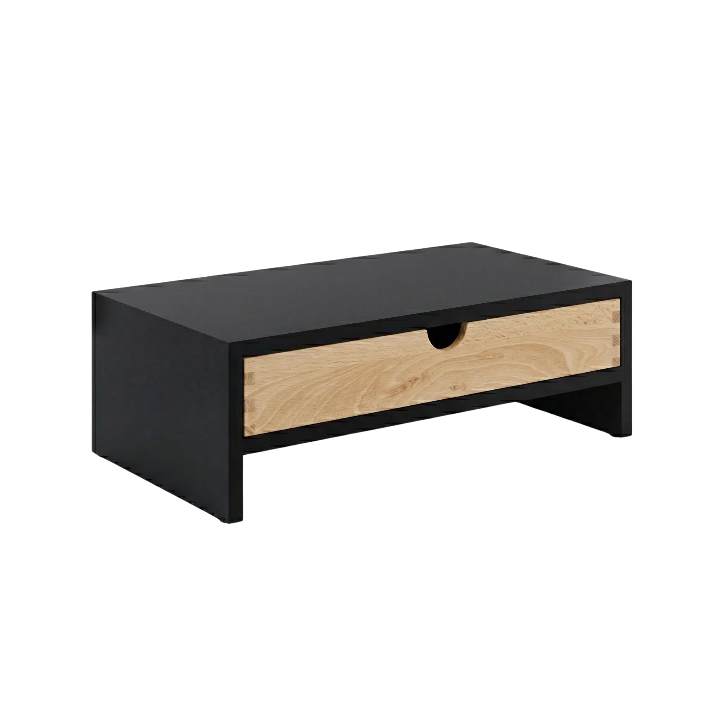 Soporte para Monitor con Cajón, Elevador Monitor, Soporte para Computadora, Elevador de Pantalla Ergonómico de Madera con Cajón, Organizador de Escritorio para PC, Negro