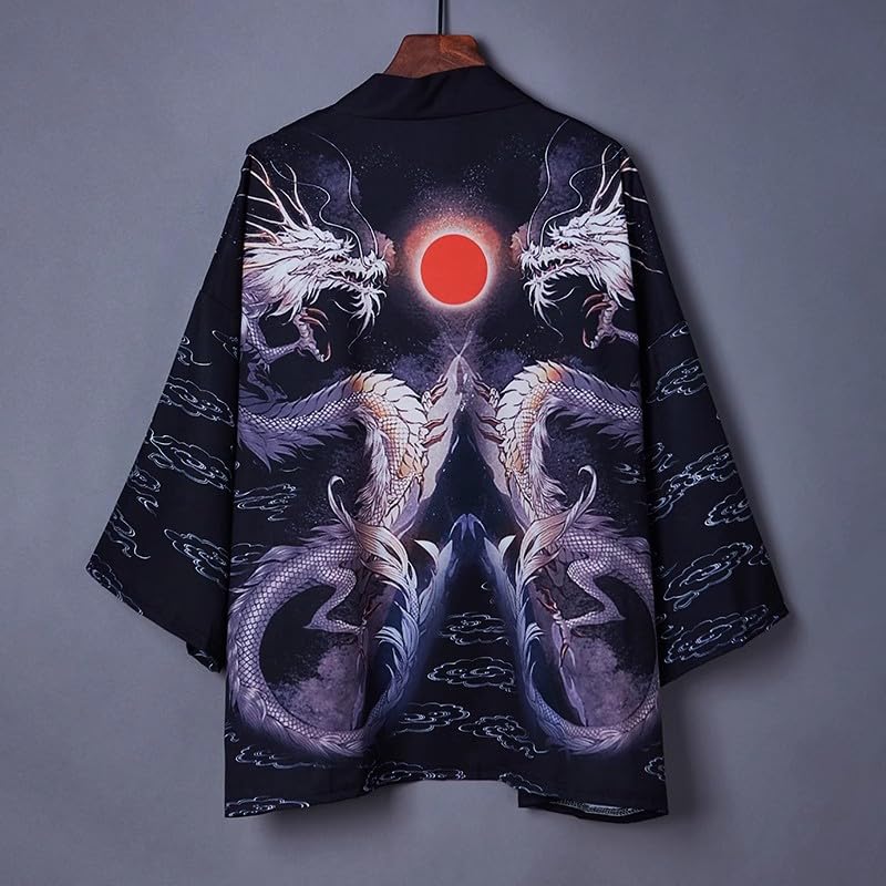 Image of LAI MENG FIVE CATS Women's Floral Print Loose Blouse Japanese Kimono Tops | Puff Sleeve,Cover up Top,Casual Cute Tops,Summer Cardigans 2026