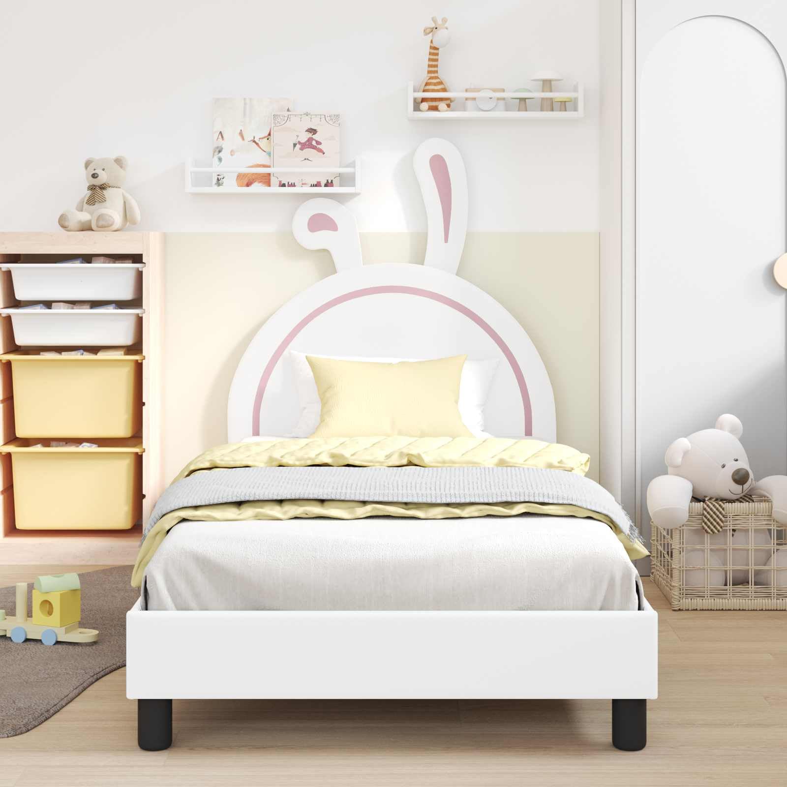 IKAYAA Cama para Niños 80 x 200 cm Estructura de Cama Infantil para Dormitorio Blanco Type-2