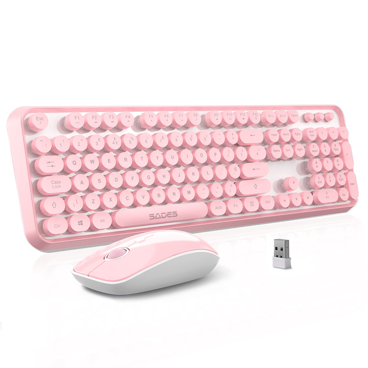 Buy Wireless Keyboard Mouse Combo, SADES Pink Wireless Keyboard and