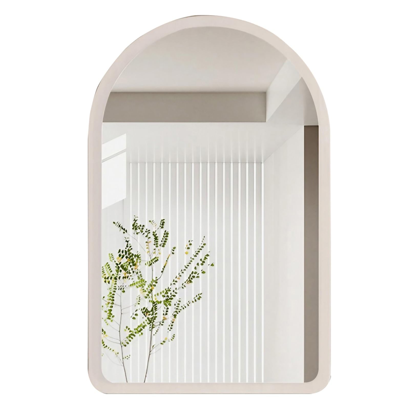 FGXHHS Arched Wall -Antique Decorative Vanity Mirror-Vintage Rustic Style Wood Framed Home Decor for Farmhouse Bedroom Living Room Entryway(White,46x60cm(18x24inch))