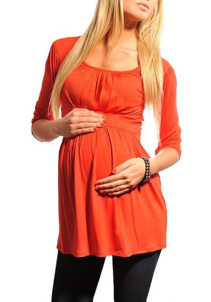 Purpless Maternity Pregnancy Tunic Top for Pregnant Women Casual for Mum to Be 5006 (14, Red)