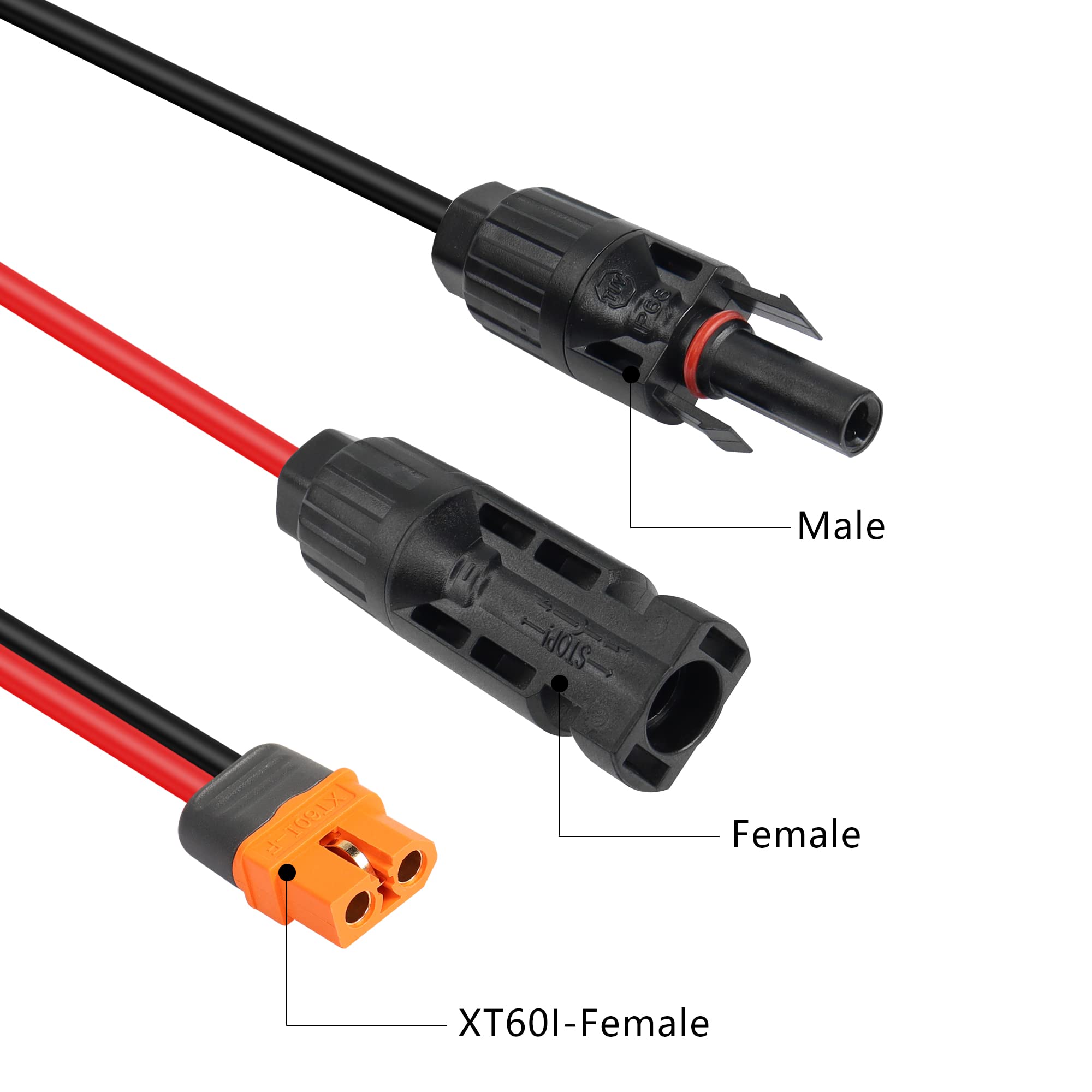RIIEYOCA Câble Extension Solaire XT60I Femelle 12AWG 0,6M - Pour Panneau Solaire Et Centrale Portable