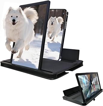 Phone Screen Magnifier, 3D HD Phone Screen Amplifier Thin Foldable Mobile Phone Stand, Vertical and Horizontal for Phone Magnifier, Movies, Videos, and Gaming, for All Smartphone