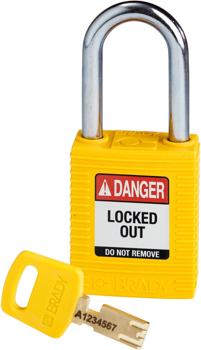SafeKey Nylon Padlock, 38mm x 84mm x 19mm, Yellow