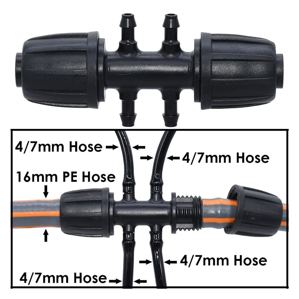 16 Mm Auf 4/7 Mm Schlauchverbinder, for Gartenblumen-Bewässerungs-Wasseradapter 6-Wege-PE-Schlauch Auf 1/4 Zoll Mikro-Schlauchverbinder (Color : A-50pcs)