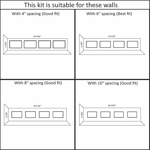 Miniatura 4 de Kit de moldeo de pared precortado para despegar y pegar, todos los bordes precortados, piezas de moldeo de pared imprimadas de fábrica para hacer 4