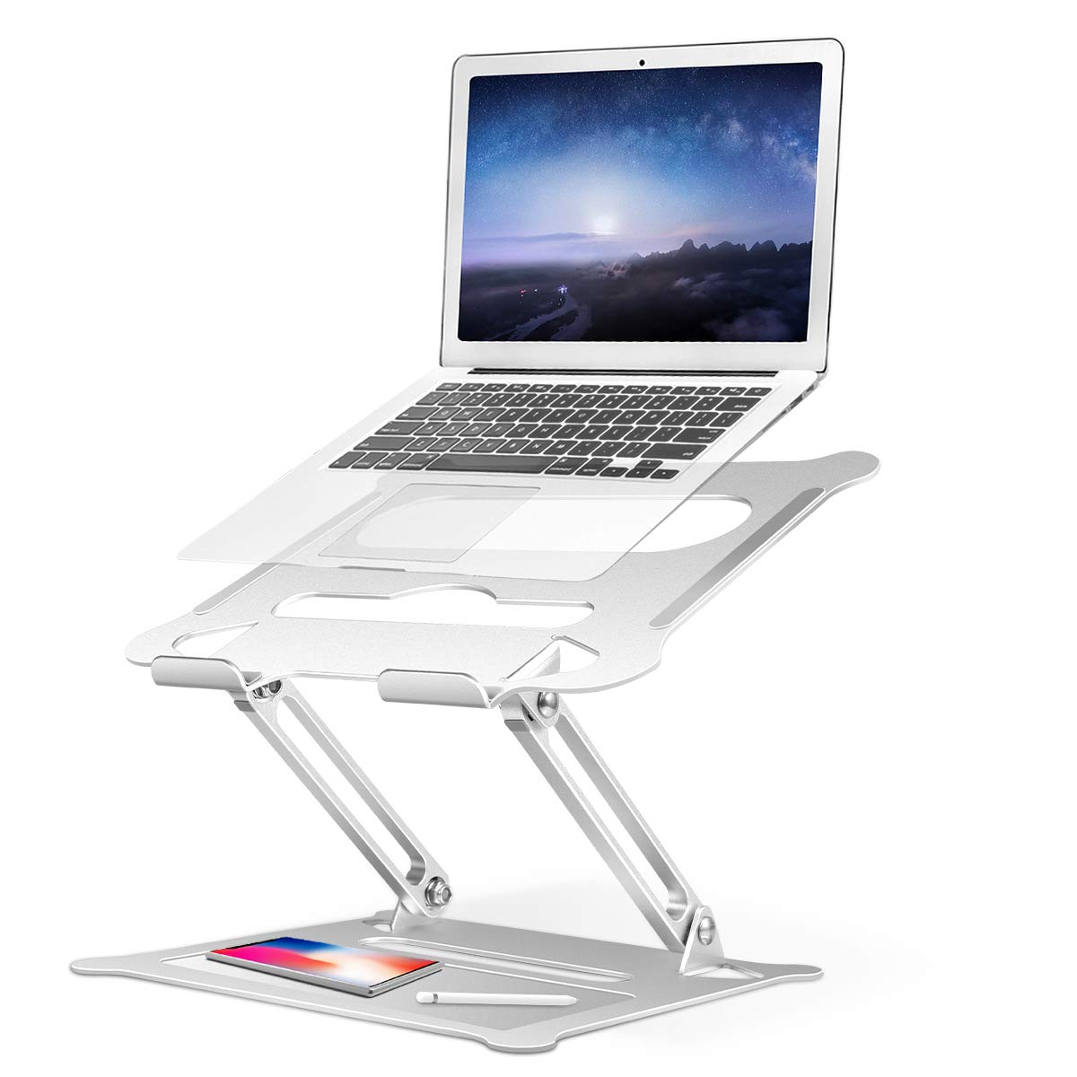 Photo 1 of Laptop Stand, Updated Adjustable Ergonomic Laptop Holder, Multi-Angle Stand with Heat-Vent, Ergonomic Adjustable Notebook Stand for MacBook Air Pro, Dell, HP, Lenovo More 10-17 Laptops
