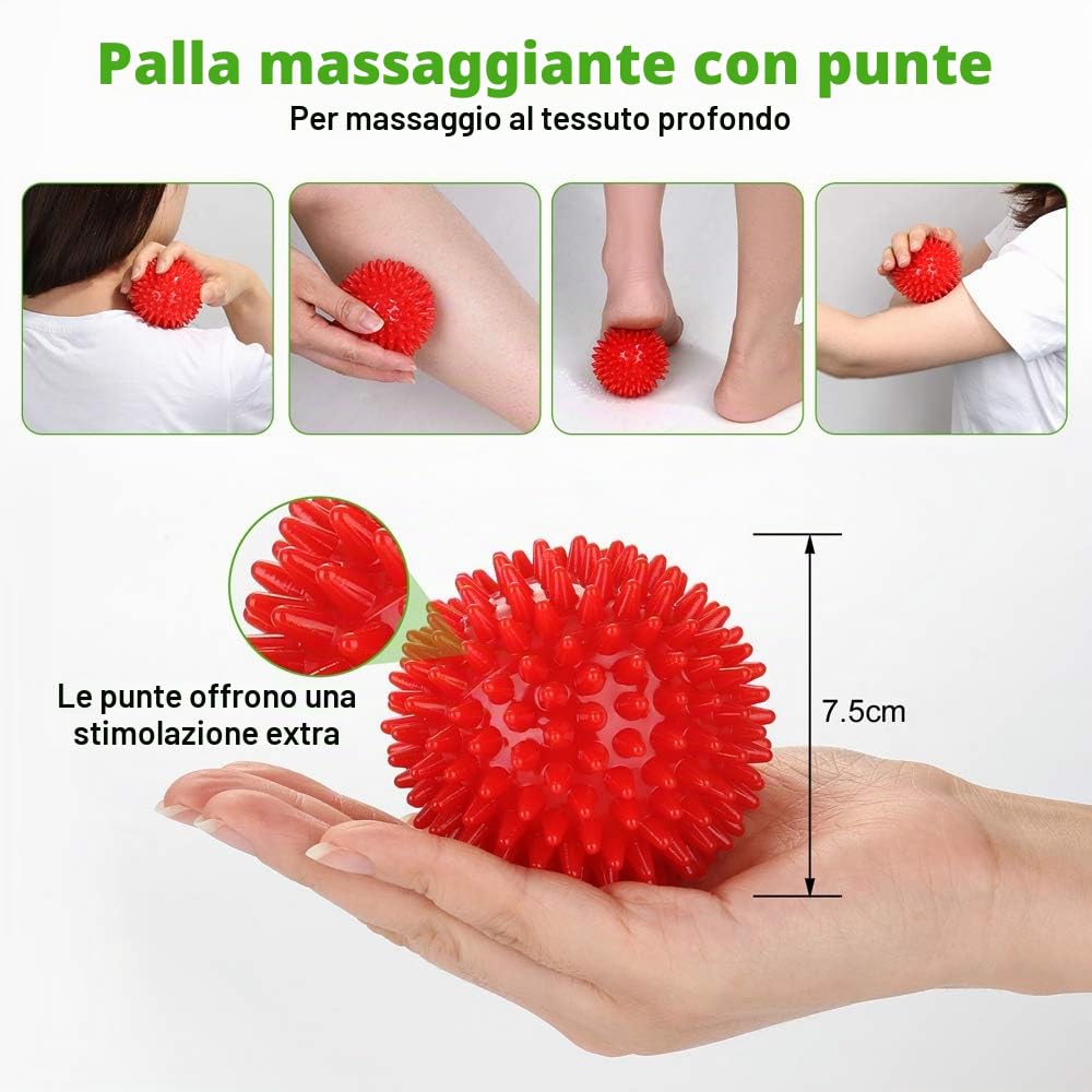 Odoland Rullo in Schiuma, Rullo da Massaggio 5 in 1, Rullo di Gommapiuma con Punti Trigger + Bastoncino per Massaggio Muscolare + Palline per Massaggio + Borsa per il Trasporto per CrossFit, Pilates